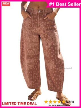 Barrel Jeans Wide Leg Cotton Blend Elastic Waist Y2K Boyfriend Denim Pants